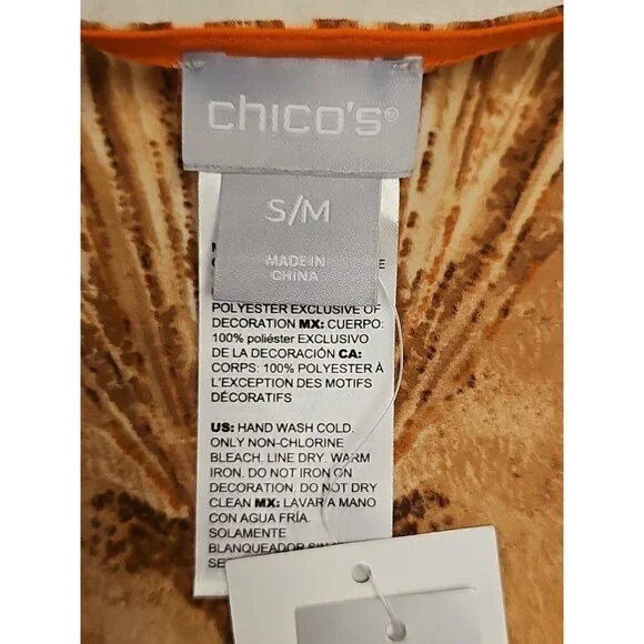 Chico's Poncho Bright Shell Paradise Lily Oarnge S/M New‎ - Picture 6 of 8